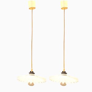 Opaline Pleated Glass Light Pendants, Set of 2-JJC-1317092