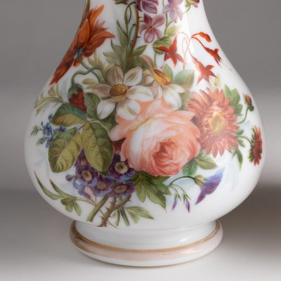 Opaline Vases Painted with Floral Motifs, 19th Century, Set of 2-WFS-1769337