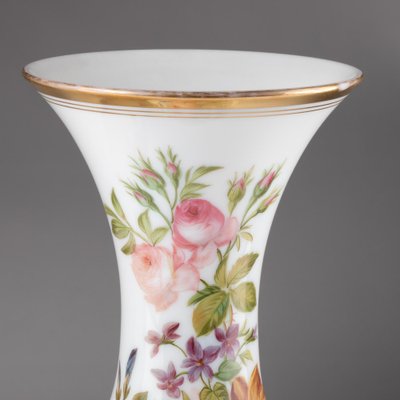 Opaline Vases Painted with Floral Motifs, 19th Century, Set of 2-WFS-1769337