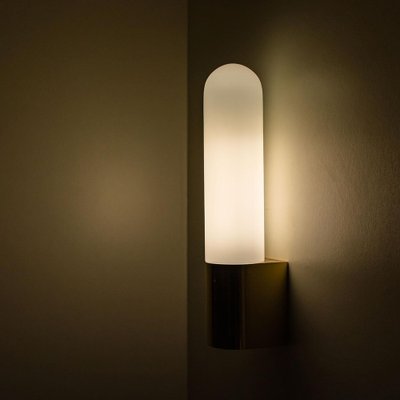 Opaque Glass and Brass Wall Light by Limburg, Germany, 1970s-VDW-1264778