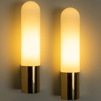 Opaque Glass and Brass Wall Light by Limburg, Germany, 1970s-VDW-1264778