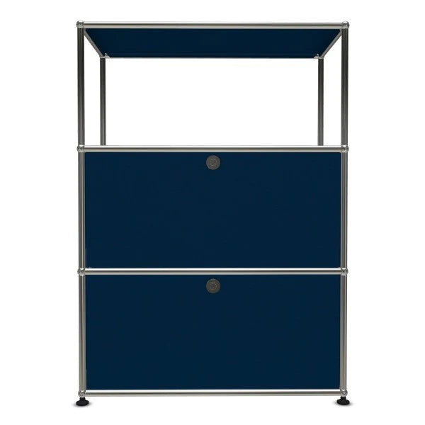 1X3 Modular Metal Highboard with 2 bottom doors & 1 pannel [W750XD350XH(350+350+350)] by Usm #Steel Blue [RAL 5011]