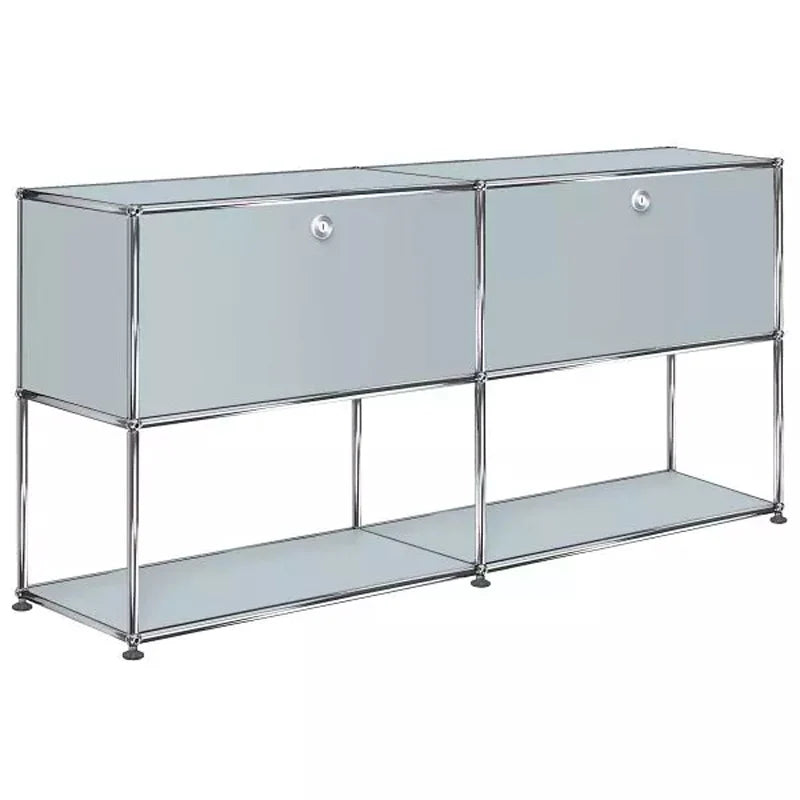 2x2 Modular Metal Sideboard with 2 top doors & 1-1 pannel [W(750+750)XD350XH(350+350)] by Usm #USM Matte Silver