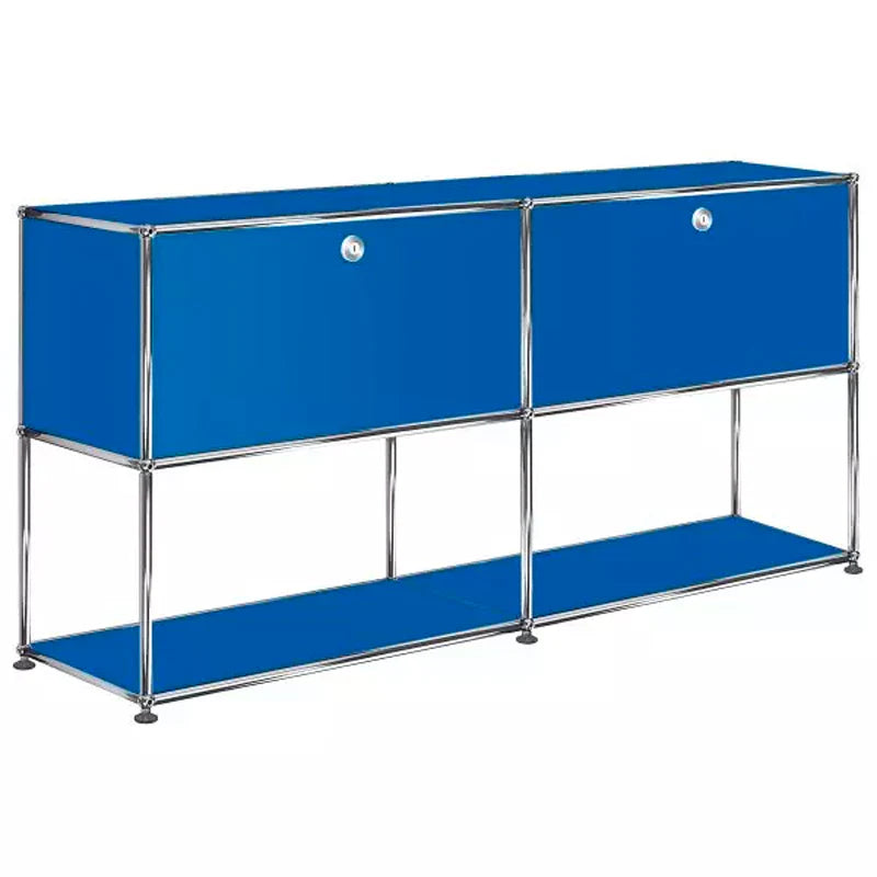 2x2 Modular Metal Sideboard with 2 top doors & 1-1 pannel [W(750+750)XD350XH(350+350)] by Usm #Gentian Blue [RAL 5010]