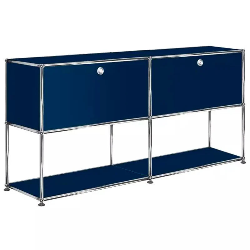 2x2 Modular Metal Sideboard with 2 top doors & 1-1 pannel [W(750+750)XD350XH(350+350)] by Usm #Steel Blue [RAL 5011]