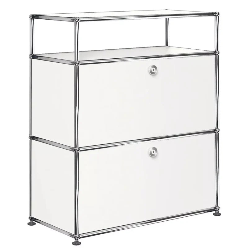 1X3 Modular Metal Highboard with 2 bottom doors & 1 pannel [W750XD350XH(350+350+175)] by Usm #Pure White [RAL 9010]