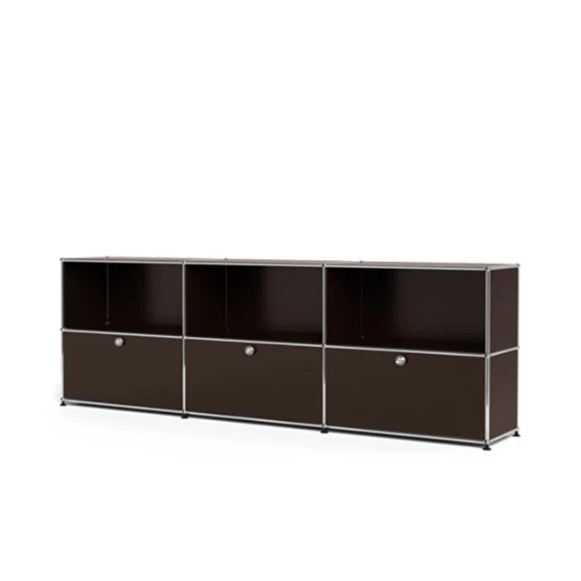 3x2 Modular Metal Sideboard with 3 bottom doors [W(750+750+750)XD350XH(350+350)] by Usm #USM Brown