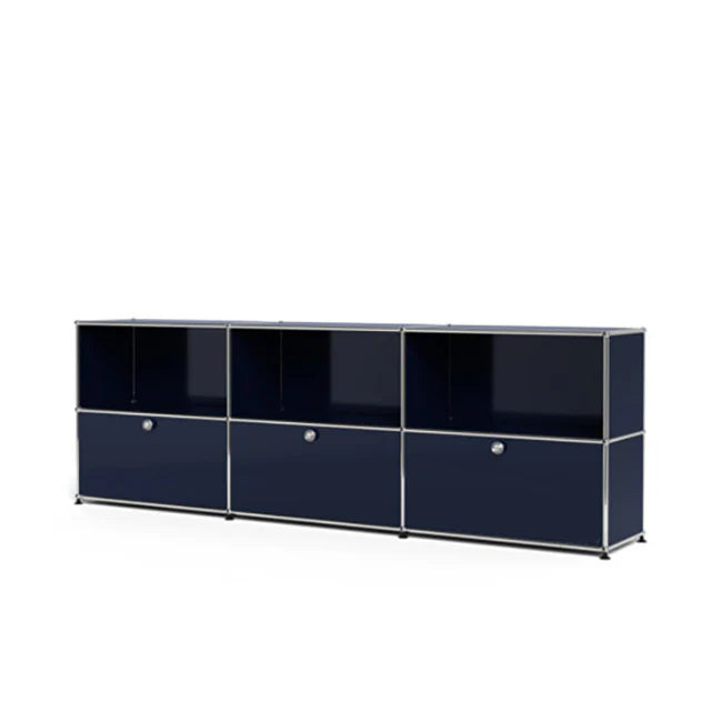 3x2 Modular Metal Sideboard with 3 bottom doors [W(750+750+750)XD350XH(350+350)] by Usm #Steel Blue [RAL 5011]