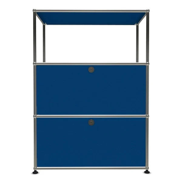 1X3 Modular Metal Highboard with 2 bottom doors & 1 pannel [W750XD350XH(350+350+350)] by Usm #Gentian Blue [RAL 5010]