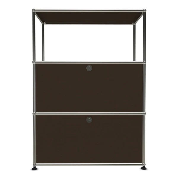 1X3 Modular Metal Highboard with 2 bottom doors & 1 pannel [W750XD350XH(350+350+350)] by Usm #USM Brown