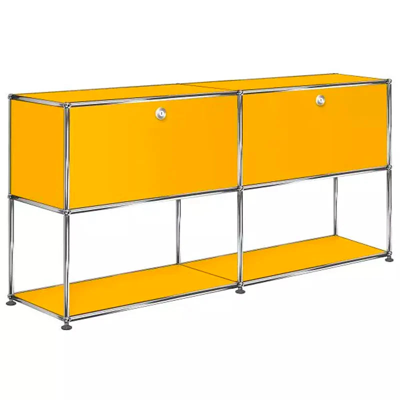 2x2 Modular Metal Sideboard with 2 top doors & 1-1 pannel [W(750+750)XD350XH(350+350)] by Usm #Golden Yellow [RAL 1004]