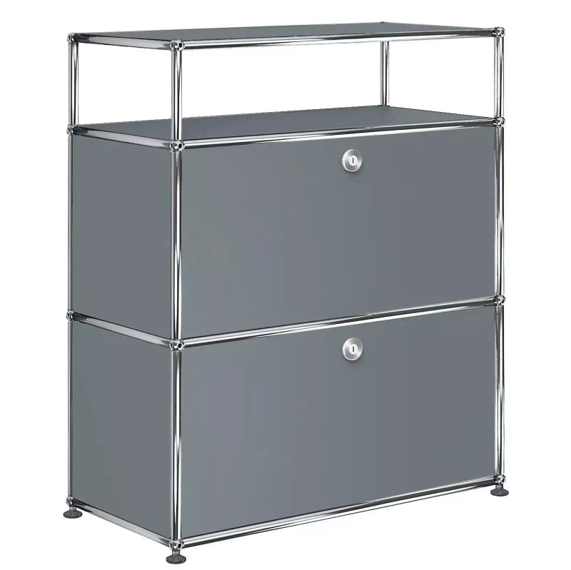 1X3 Modular Metal Highboard with 2 bottom doors & 1 pannel [W750XD350XH(350+350+175)] by Usm #USM Mid-Gray