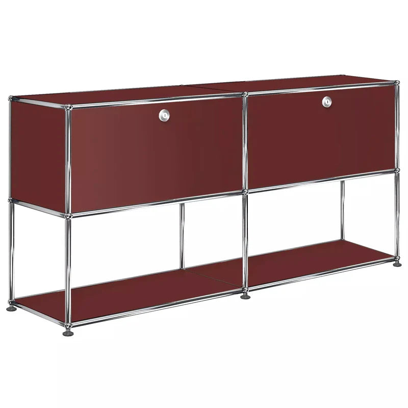 2x2 Modular Metal Sideboard with 2 top doors & 1-1 pannel [W(750+750)XD350XH(350+350)] by Usm #USM Brown