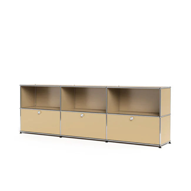 3x2 Modular Metal Sideboard with 3 bottom doors [W(750+750+750)XD350XH(350+350)] by Usm #USM Beige