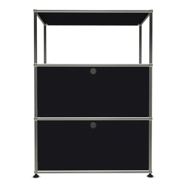 1X3 Modular Metal Highboard with 2 bottom doors & 1 pannel [W750XD350XH(350+350+350)] by Usm #Graphite Black [RAL 9011]