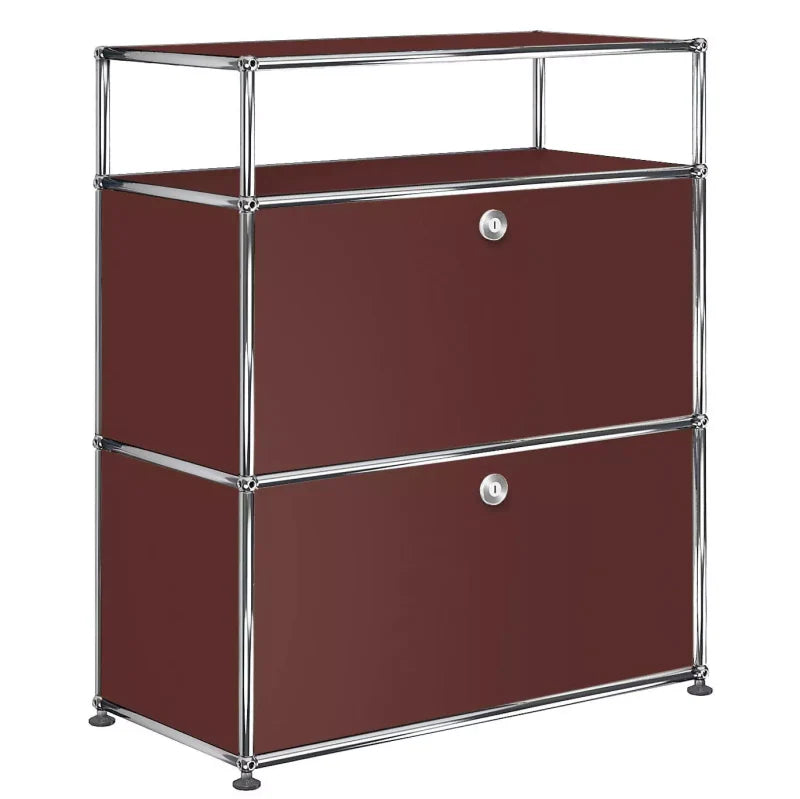 1X3 Modular Metal Highboard with 2 bottom doors & 1 pannel [W750XD350XH(350+350+175)] by Usm #USM Brown