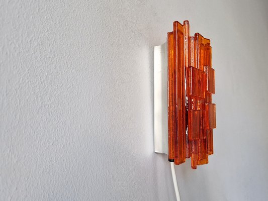 Orange Acrylic and Metal Wall Lamp by Claus Bolby for Cebo Industri, Denmark, 1960s-NV-1421361