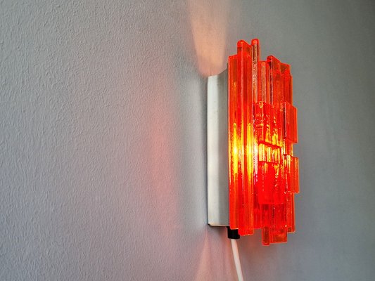 Orange Acrylic and Metal Wall Lamp by Claus Bolby for Cebo Industri, Denmark, 1960s-NV-1421361