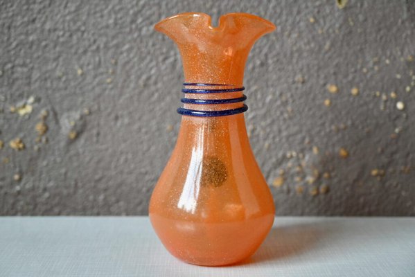 Orange and Blue Vase in Glass Paste, 1960s-AIU-1812434