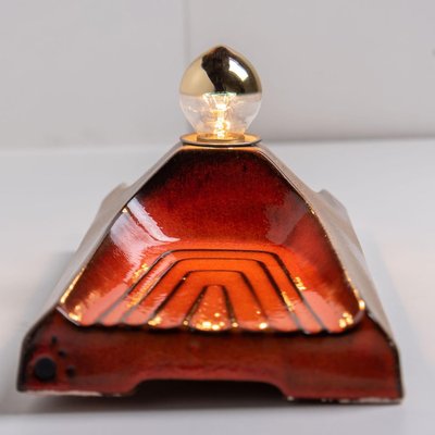 Orange and Brown Ceramic Wall Light, Germany, 1970s-VDW-1704091