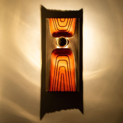 Orange and Brown Ceramic Wall Light, Germany, 1970s-VDW-1704091