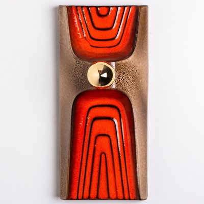 Orange and Brown Ceramic Wall Light, Germany, 1970s-VDW-1704091