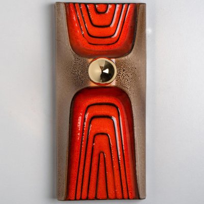 Orange and Brown Ceramic Wall Light, Germany, 1970s-VDW-1704091