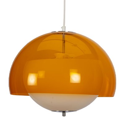 Orange and White Ball Pendant Lamp, 1970s-XMR-1784033