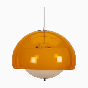 Orange and White Ball Pendant Lamp, 1970s-XMR-1784033