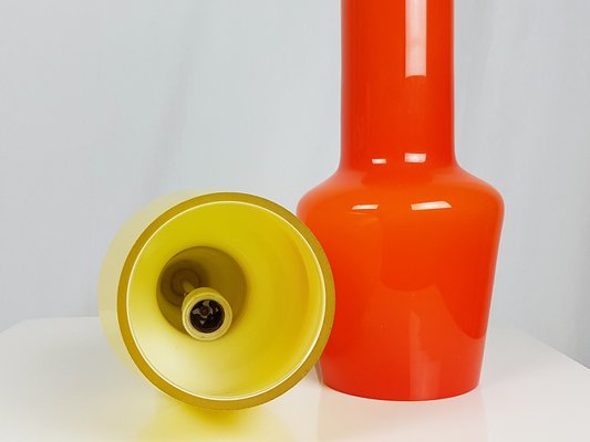 Orange and Yellow Murano Glass and Brass Pendant Lamp from Stilnovo, 1950s-RD-1757906