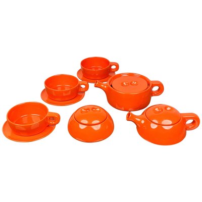 Orange Ceramic Tea Set by Liisi Beckmann for Gabbianelli, Italy, 1960s, Set of 6-LYQ-1171269