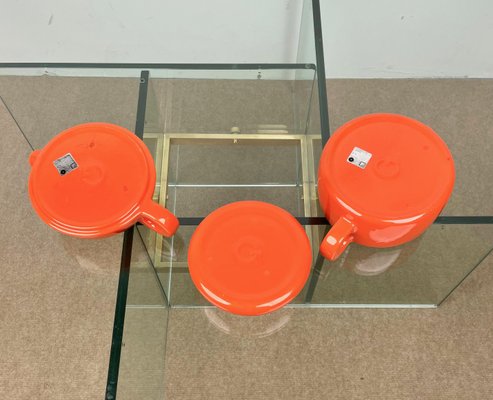 Orange Ceramic Tea Set by Liisi Beckmann for Gabbianelli, Italy, 1960s, Set of 6-LYQ-1171269