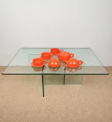 Orange Ceramic Tea Set by Liisi Beckmann for Gabbianelli, Italy, 1960s, Set of 6-LYQ-1171269