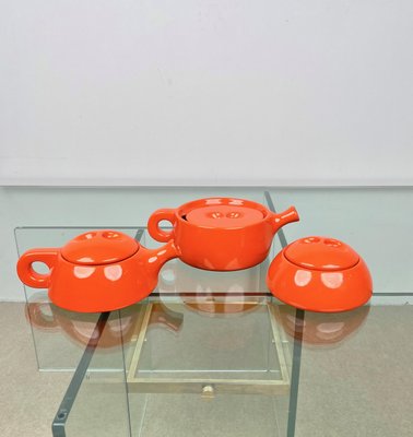 Orange Ceramic Tea Set by Liisi Beckmann for Gabbianelli, Italy, 1960s, Set of 6-LYQ-1171269