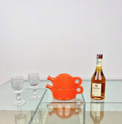 Orange Ceramic Tea Set by Liisi Beckmann for Gabbianelli, Italy, 1960s, Set of 6-LYQ-1171269