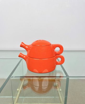 Orange Ceramic Tea Set by Liisi Beckmann for Gabbianelli, Italy, 1960s, Set of 6-LYQ-1171269