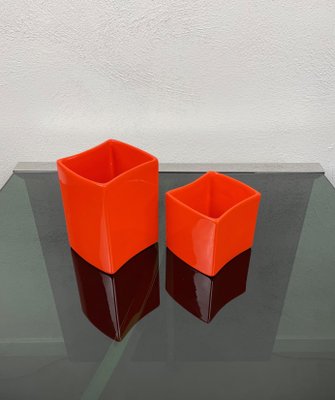 Orange Ceramic Vase by Franco Bettonica for Gabbianelli, Italy, 1970s, Set of 2-LYQ-1171392