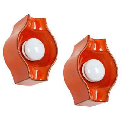 Orange Ceramic Wall Light by Cari Zalloni, 1970s-UGR-1783847