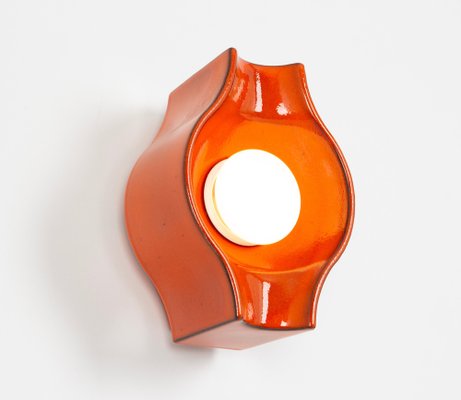 Orange Ceramic Wall Light by Cari Zalloni, 1970s-UGR-1783847