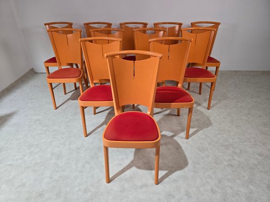 Orange Chairs by Joamin Baumann for Baumann, Paris, 1970s, Set of 12-DOA-2041774