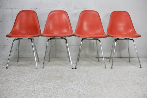 Orange Chairs by Ray and Charles Eames for Herman Miller Edition, 1960s, Set of 4-MAO-1764796