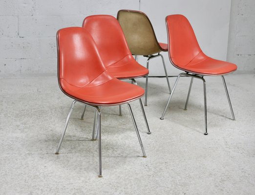 Orange Chairs by Ray and Charles Eames for Herman Miller Edition, 1960s, Set of 4-MAO-1764796