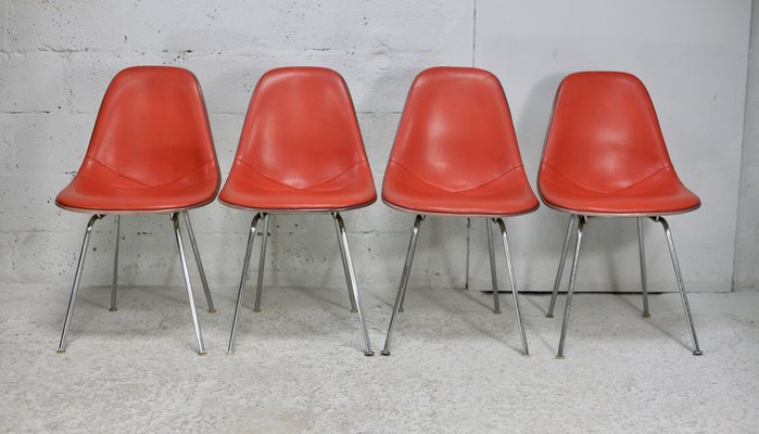 Orange Chairs by Ray and Charles Eames for Herman Miller Edition, 1960s, Set of 4-MAO-1764796