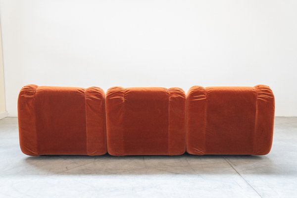 Orange Cinille Sofas, 1970s, Set of 2-KNM-1796066