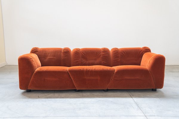 Orange Cinille Sofas, 1970s, Set of 2-KNM-1796066