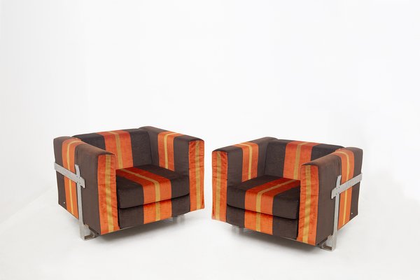 Orange Club Chairs by Luigi Hunting Dominioni for Azucena, Set of 2-RCE-1250291