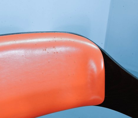 Orange Dining Chairs on Chrome Pedestal attributed to Rudi Verelst for Novalux, 1960s, Set of 6-IXC-1384085