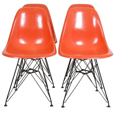 Orange DSR Chairs by Charles Eames, 2000s, Set of 4-MTD-1757677