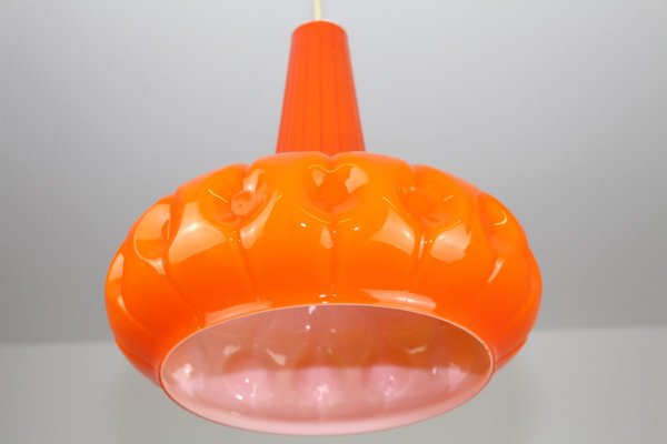 Orange Glass Ceiling Lamp by Peill & Putzler, 1960s-ZWH-910530