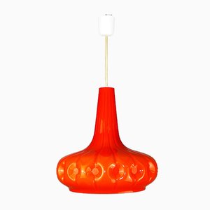 Orange Glass Ceiling Lamp by Peill & Putzler, 1960s-ZWH-910530